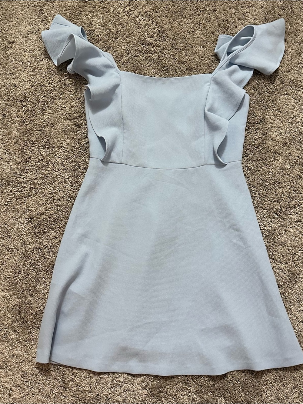 BCBGeneration Powder Blue Ruffle Strap Mini Dress